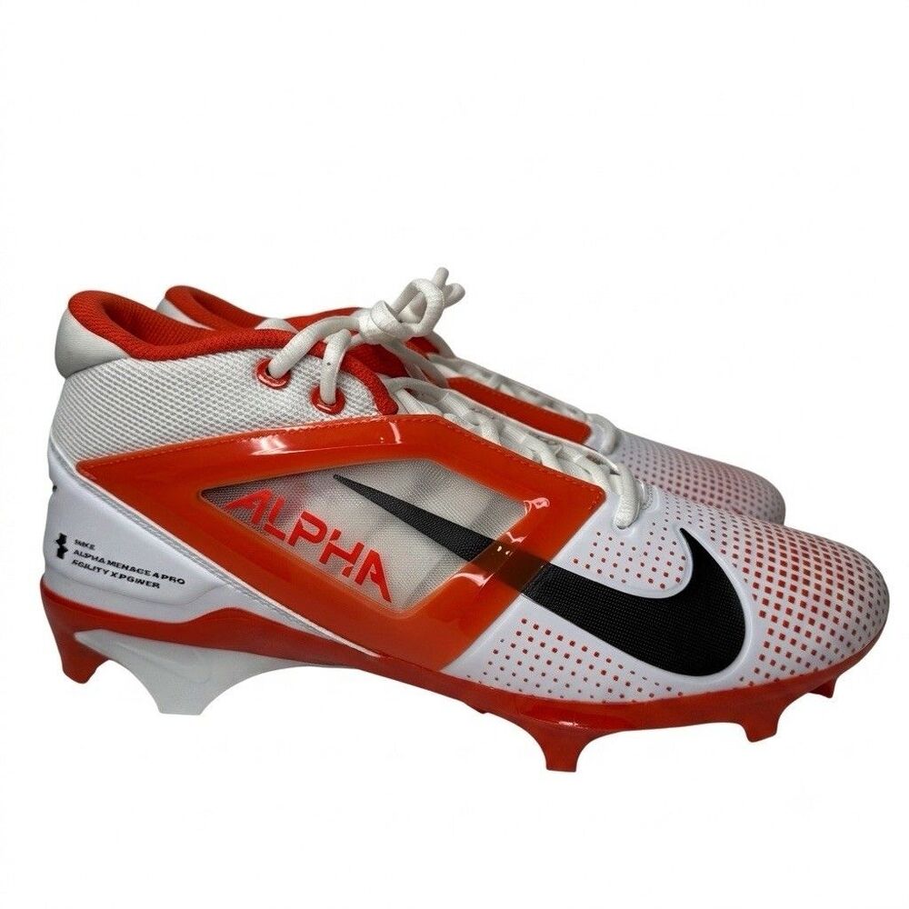 Nike Alpha Menace 4 Pro Football Cleats Mens 11 White Team Orange IB2507-107 New